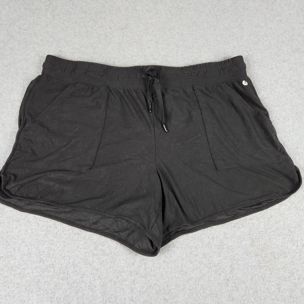 Danskin Shorts Womens XL Black Stretchy Athletic Fit Workout Drawstring Waist